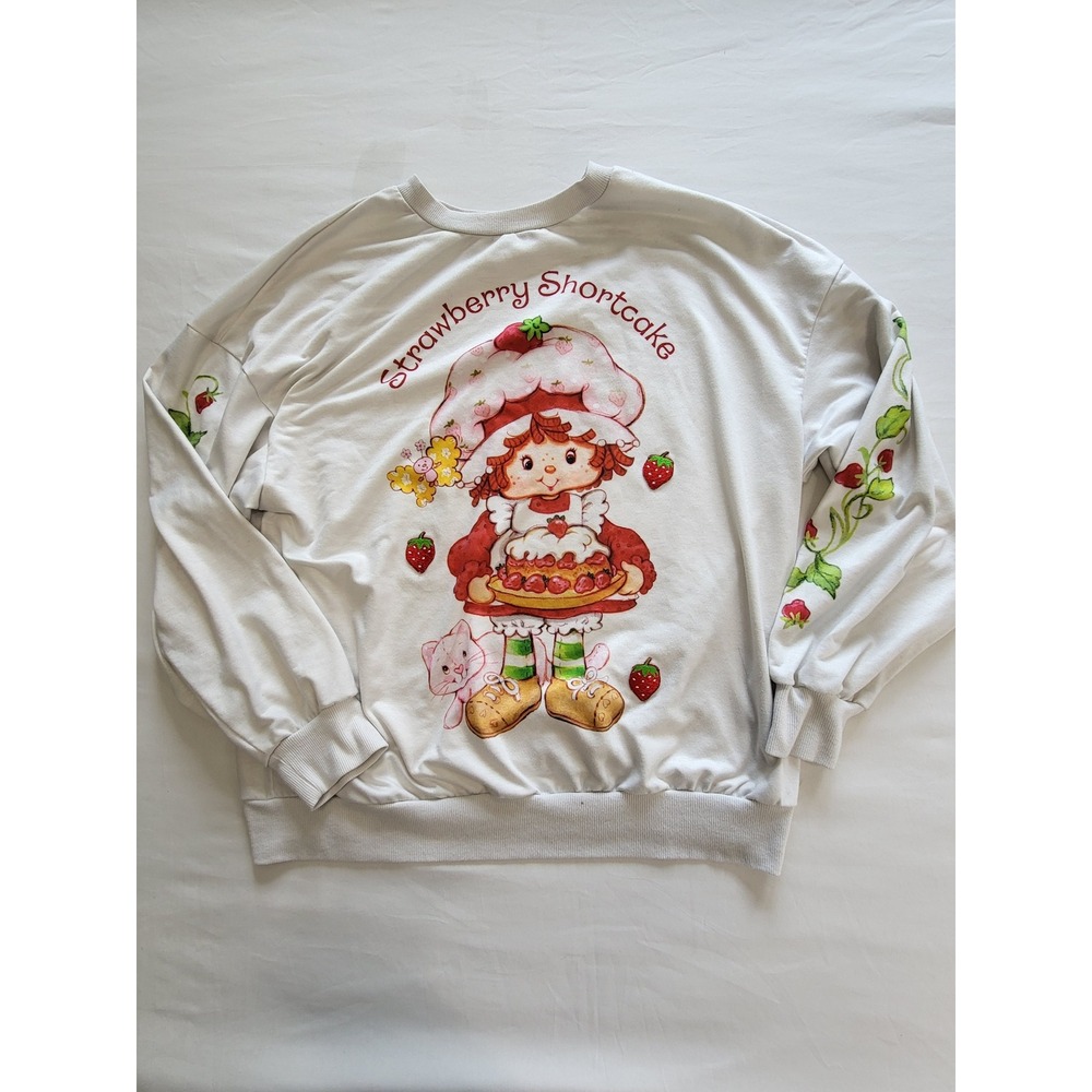 SHEIN X Strawberry Shortcake White Graphic Sweatshirt Women Large JIT20524167